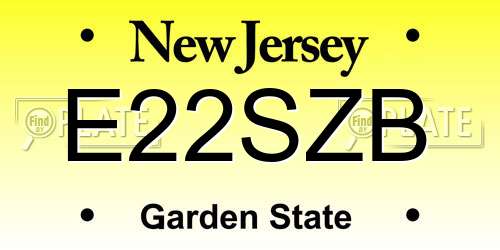 E22SZB New Jersey License Plate