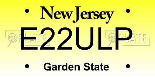 E22ULP New Jersey License Plate