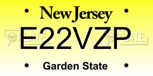 E22VZP New Jersey License Plate