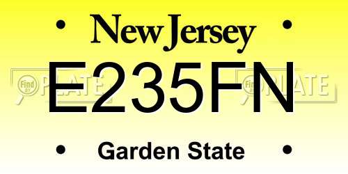 E235FN New Jersey License Plate
