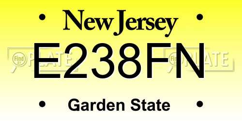 E238FN New Jersey License Plate