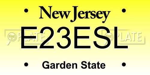 E23ESL New Jersey License Plate