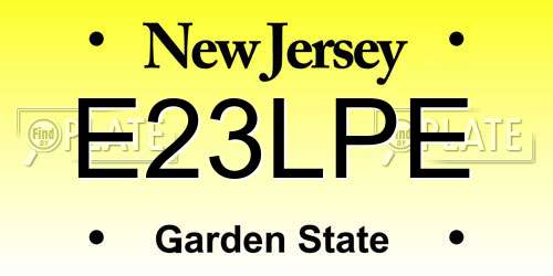 E23LPE New Jersey License Plate
