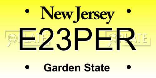 E23PER New Jersey License Plate