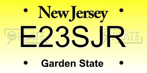 E23SJR New Jersey License Plate
