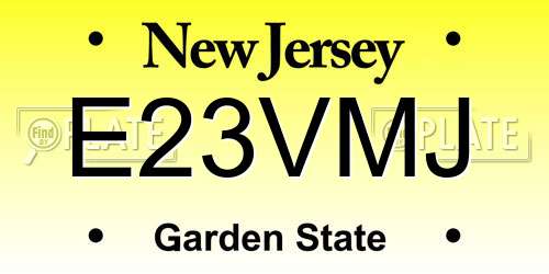E23VMJ New Jersey License Plate