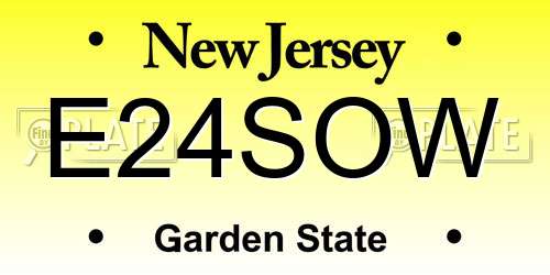 E24SOW New Jersey License Plate