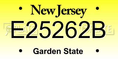E25262B New Jersey License Plate