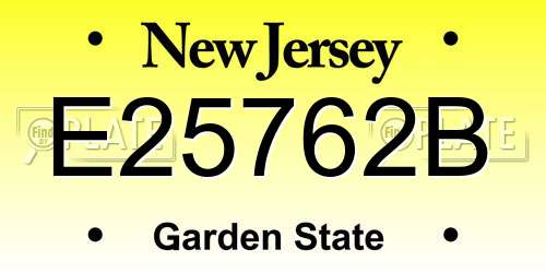 E25762B New Jersey License Plate
