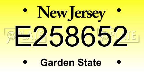 E258652 New Jersey License Plate