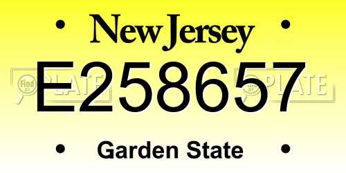 E258657 New Jersey License Plate