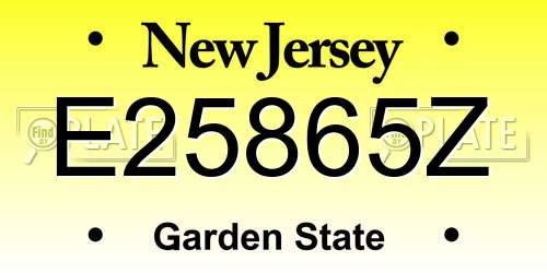 E25865Z New Jersey License Plate