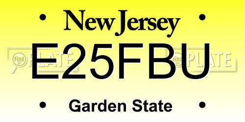 E25FBU New Jersey License Plate