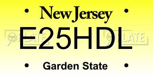 E25HDL New Jersey License Plate