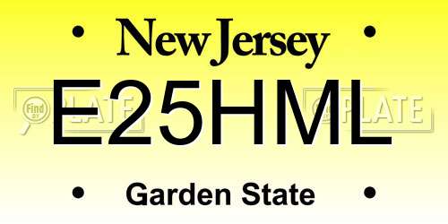 E25HML New Jersey License Plate