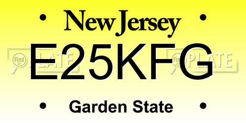 E25KFG New Jersey License Plate