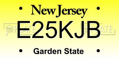 E25KJB New Jersey License Plate