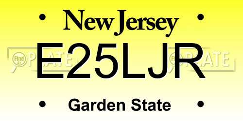 E25LJR New Jersey License Plate