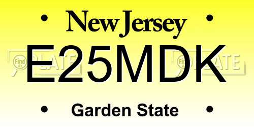 E25MDK New Jersey License Plate