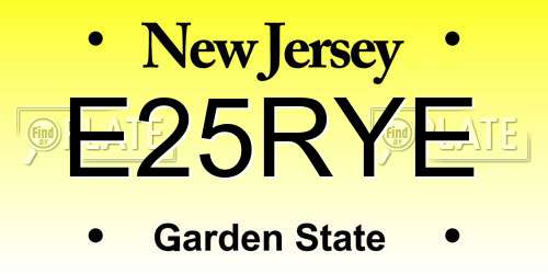 E25RYE New Jersey License Plate