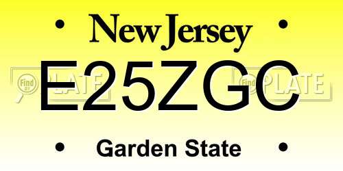 E25ZGC New Jersey License Plate