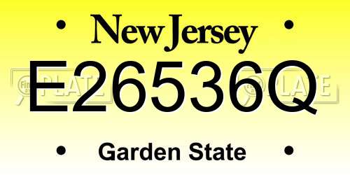 E26536Q New Jersey License Plate