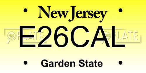 E26CAL New Jersey License Plate