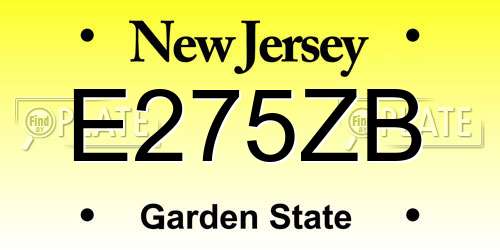 E275ZB New Jersey License Plate