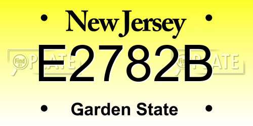 E2782B New Jersey License Plate