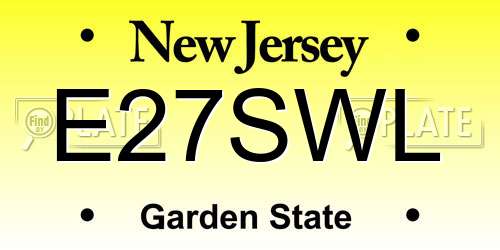 E27SWL New Jersey License Plate