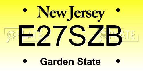 E27SZB New Jersey License Plate