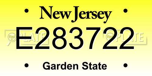 E283722 New Jersey License Plate