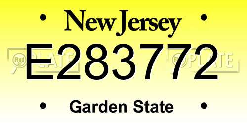 E283772 New Jersey License Plate