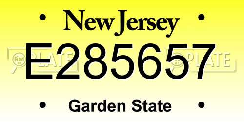 E285657 New Jersey License Plate