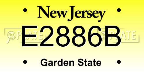 E2886B New Jersey License Plate