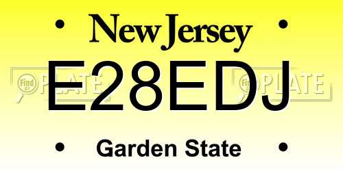 E28EDJ New Jersey License Plate
