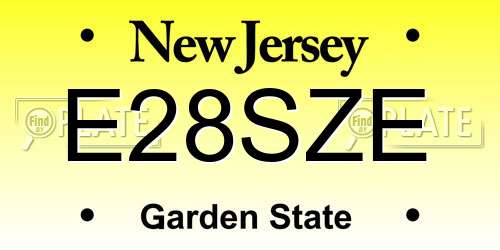 E28SZE license plate in NJ state