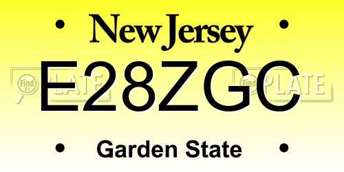 E28ZGC New Jersey License Plate