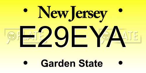 E29EYA New Jersey License Plate
