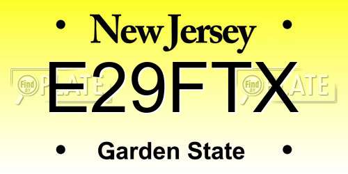 E29FTX New Jersey License Plate