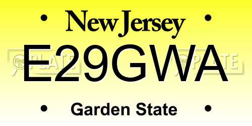 E29GWA New Jersey License Plate
