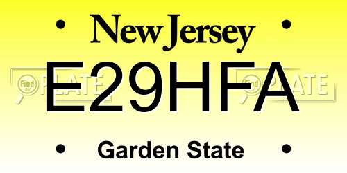 E29HFA New Jersey License Plate