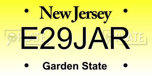 E29JAR New Jersey License Plate