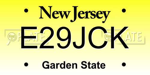 E29JCK New Jersey License Plate