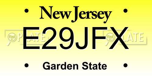 E29JFX New Jersey License Plate