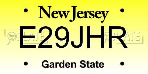 E29JHR New Jersey License Plate