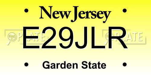 E29JLR New Jersey License Plate