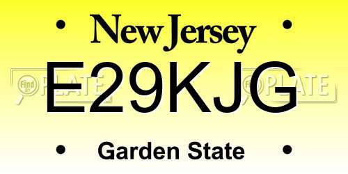 E29KJG New Jersey License Plate