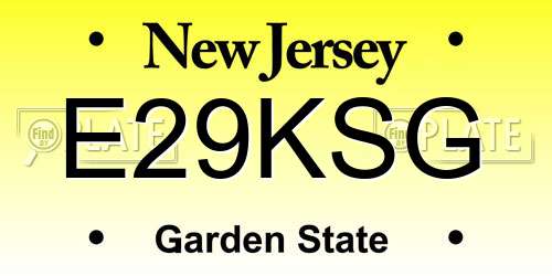 E29KSG New Jersey License Plate