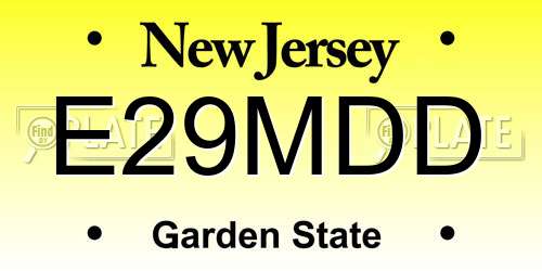 E29MDD New Jersey License Plate